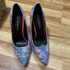 Splatter paint denim pumps. Never worn